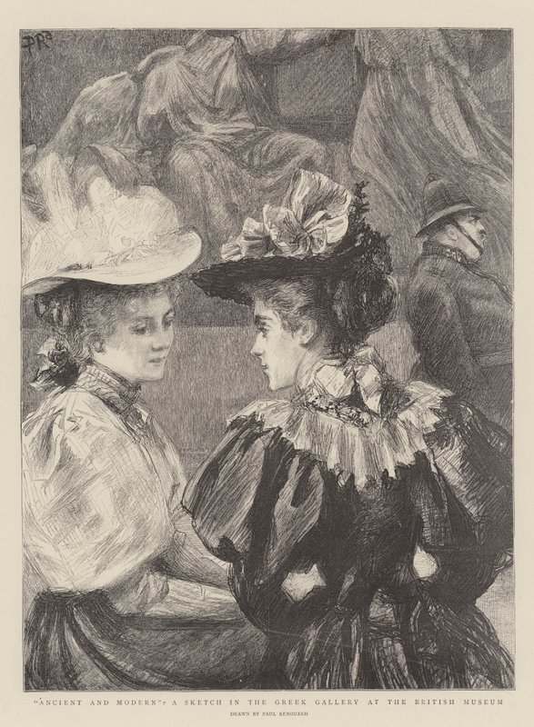Antigo e Moderno, um Esboço na Galeria Grega no Museu Britânico de Charles Paul Renouard