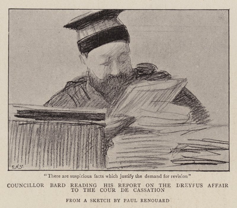 Conselheiro Bard lendo seu relatório sobre o caso Dreyfus para o Cour de Cassation de Charles Paul Renouard