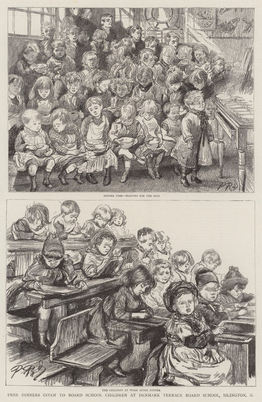 Jantares grátis para as crianças da Escola de Administração da Dinamarca Terrace Board School, Islington, N de Charles Paul Renouard