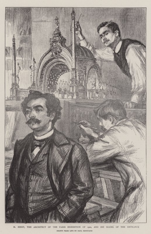 M Binet, o arquiteto da exposição de Paris de 1900, e seu modelo da entrada de Charles Paul Renouard