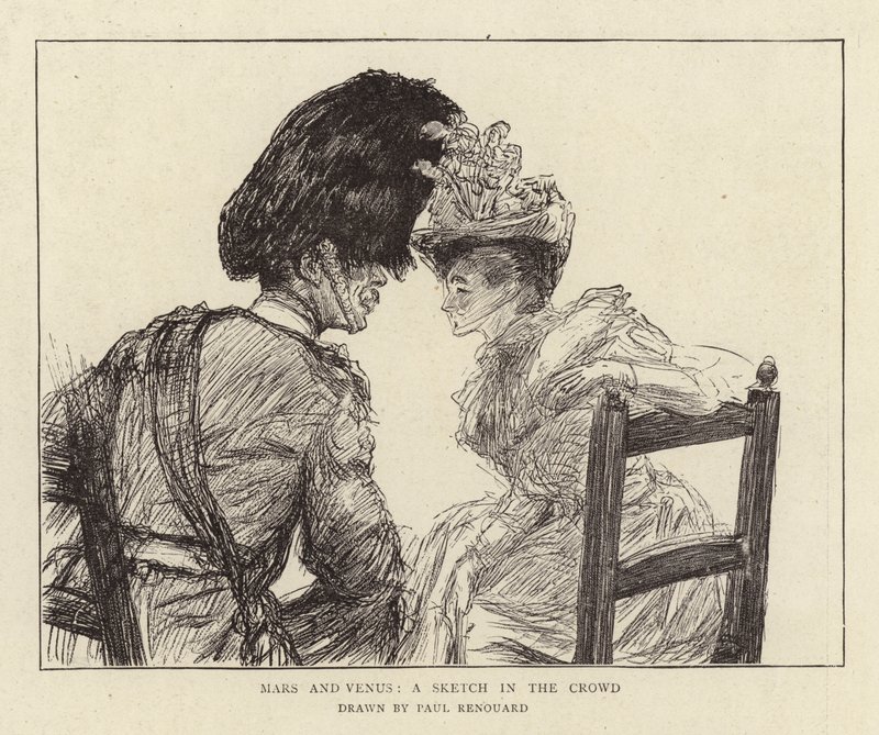 Marte e Vênus, um esboço na multidão de Charles Paul Renouard