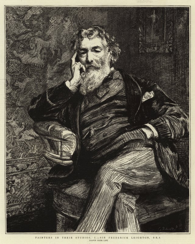 Pintores em seus estúdios, eu, Sir Frederick Leighton, PRA de Charles Paul Renouard