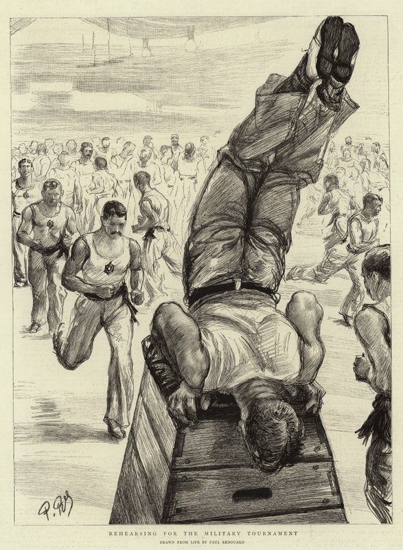 Ensaiando para o torneio militar de Charles Paul Renouard