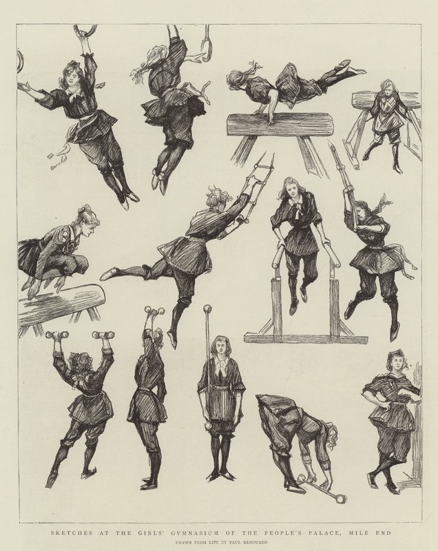 Esboços no Ginásio das meninas do Palácio do Povo, Mile End de Charles Paul Renouard