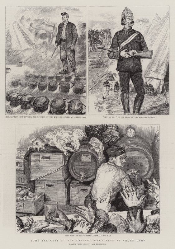 Alguns esboços nas manobras de cavalaria no Churn Camp de Charles Paul Renouard