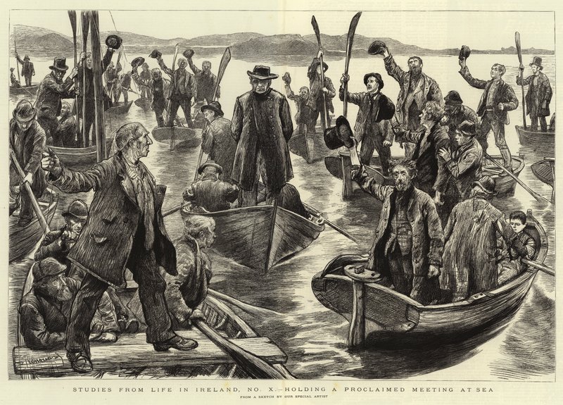 Estudos da Life in Ireland, No X, realizando uma Reunião Proclamada no Mar de Charles Paul Renouard