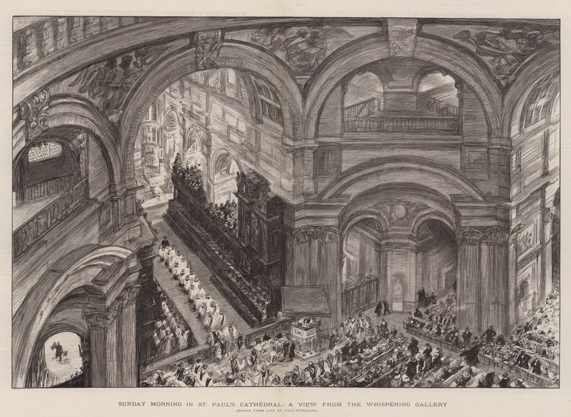 Domingo de manhã na Catedral de São Paulo, uma vista da galeria dos sussurros de Charles Paul Renouard