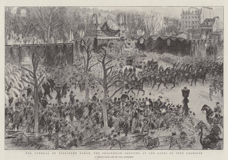 O Funeral do Presidente Faure, a Procissão chegando às Portas de Pere Lachaise de Charles Paul Renouard