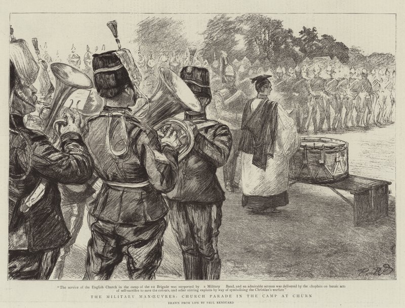 As manobras militares, Church Parade no acampamento em Churn de Charles Paul Renouard