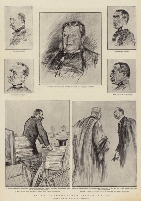 O Julgamento do Capitão Dreyfus em Rennes, Sketches in Court de Charles Paul Renouard