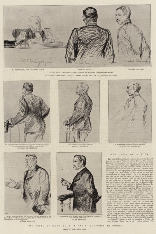O julgamento de Mons Zola em Paris, Sketches in Court de Charles Paul Renouard