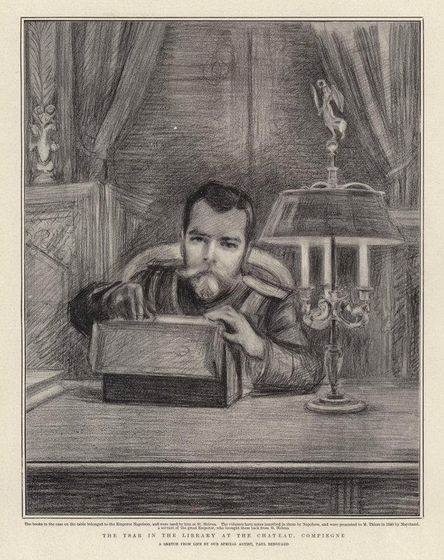 O czar na biblioteca no castelo, Compiegne de Charles Paul Renouard