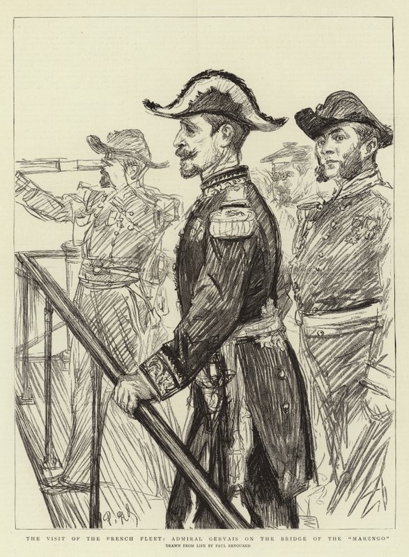 A visita da frota francesa, almirante Gervais na ponte do Marengo de Charles Paul Renouard