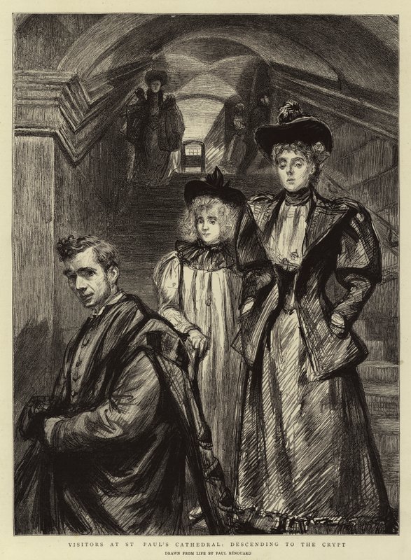 Visitantes na Catedral de São Paulo, descendo para a cripta de Charles Paul Renouard