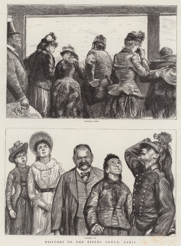 Visitantes, para, a, torre eiffel, paris de Charles Paul Renouard