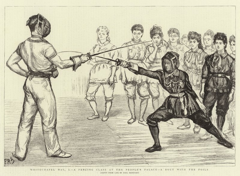 Whitechapel Way, uma aula de esgrima no Palácio do Povo, uma luta com as peles de Charles Paul Renouard