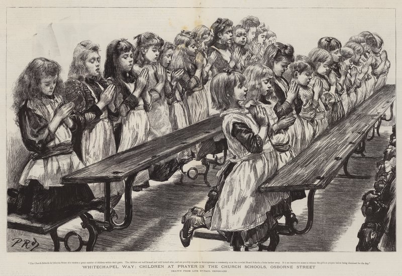 Whitechapel Way, Crianças em Oração nas Escolas da Igreja, Osborne Street de Charles Paul Renouard