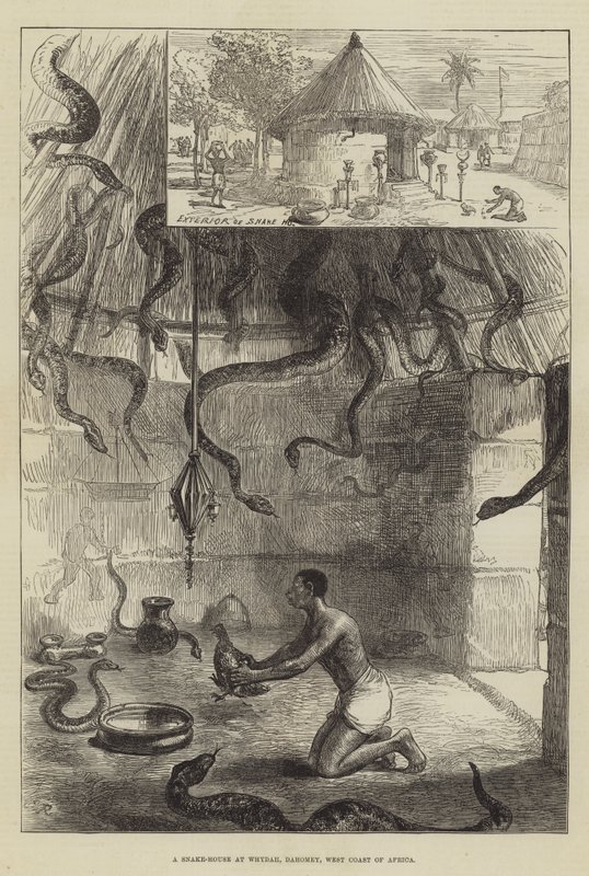 Uma Casa de Cobra em Whydah, Daomé, Costa Oeste da África de Sir John Charles Robinson