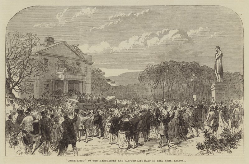 Baptizado do barco salva-vidas Manchester e Salford em Peel Park, Salford de Sir John Charles Robinson