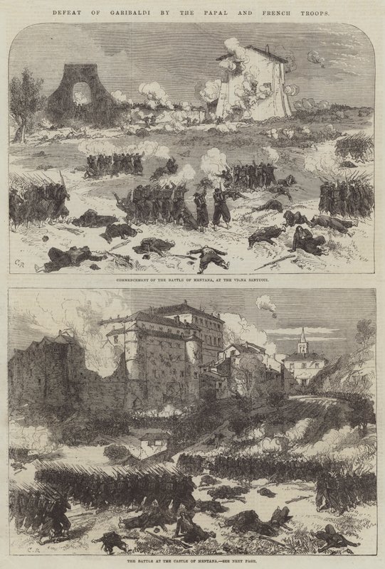 Derrota de Garibaldi pelas tropas papais e francesas de Sir John Charles Robinson
