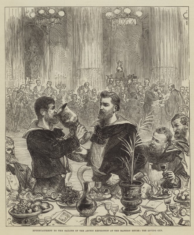 Entretenimento para os marinheiros da Expedição Ártica na Mansion House, a Loving Cup de Sir John Charles Robinson