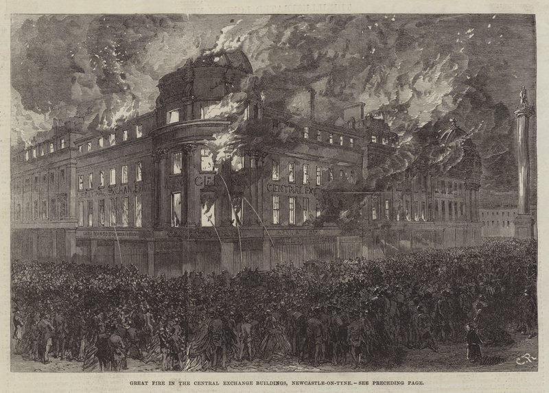 Grande incêndio nos edifícios centrais de troca, Newcastle-on-Tyne de Sir John Charles Robinson
