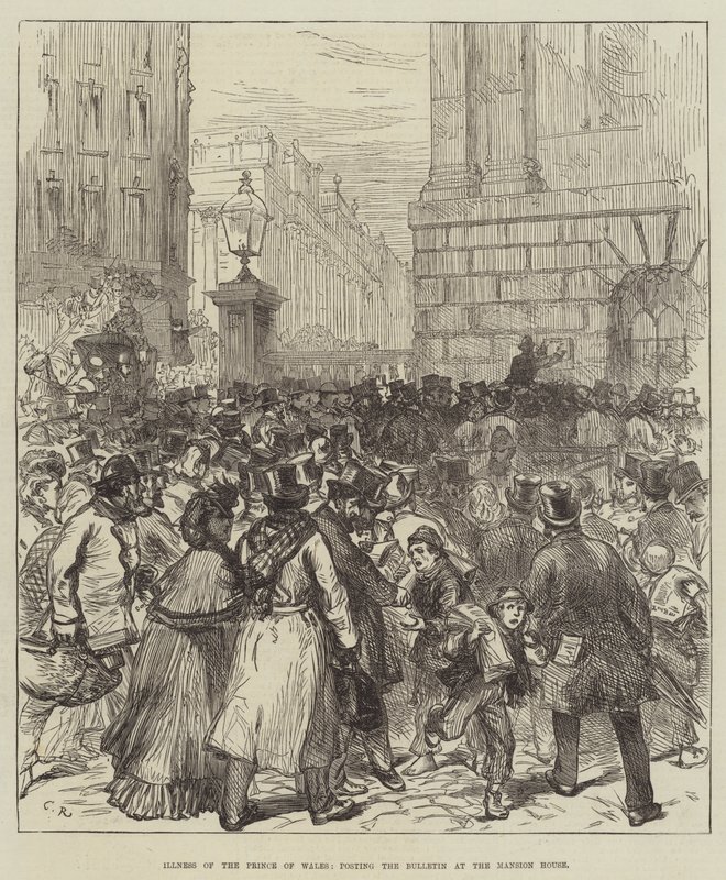 Doença do Príncipe de Gales, postando o Boletim na Mansion House de Sir John Charles Robinson