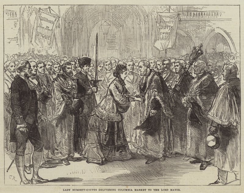 Lady Burdett-Coutts entregando o Columbia Market ao Lord Mayor de Sir John Charles Robinson