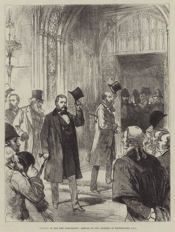 Reunião do Novo Parlamento, Chegada de Novos Membros em Westminster Hall de Sir John Charles Robinson