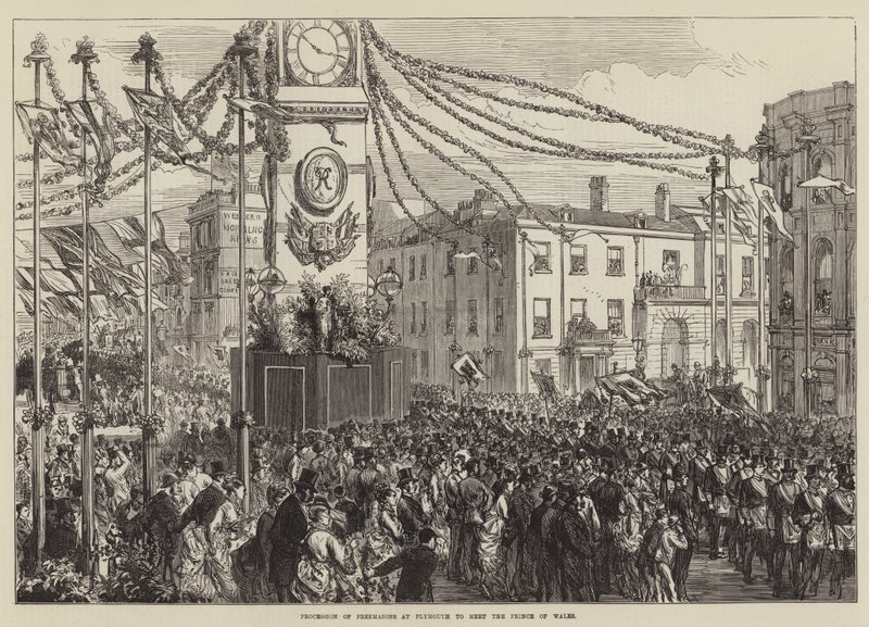Procissão de maçons em Plymouth para conhecer o Príncipe de Gales de Sir John Charles Robinson