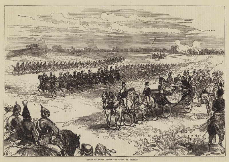 Revisão das tropas antes da rainha, em Chobham de Sir John Charles Robinson