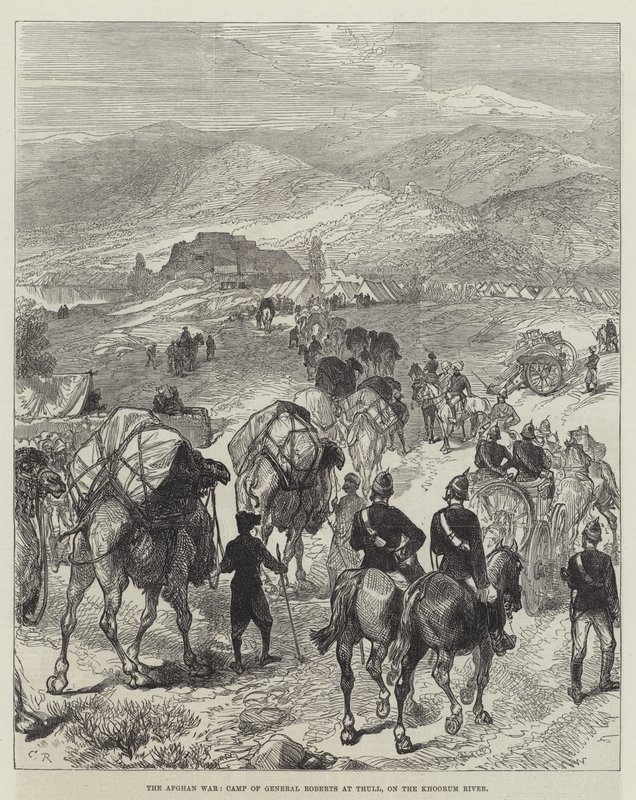 A Guerra Afegã, Acampamento do General Roberts em Thull, no rio Khoorum de Sir John Charles Robinson