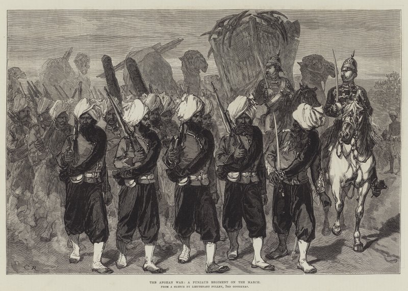 A Guerra do Afeganistão, um Regimento de Punjaub em março de Sir John Charles Robinson