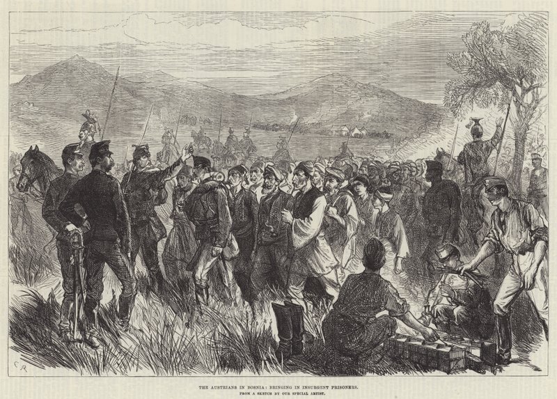 Os austríacos na Bósnia, trazendo prisioneiros insurgentes de Sir John Charles Robinson