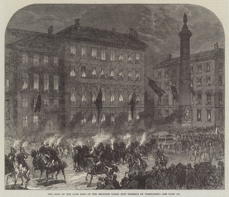 O corpo do falecido rei dos belgas levado para Bruxelas por Torchlight de Sir John Charles Robinson