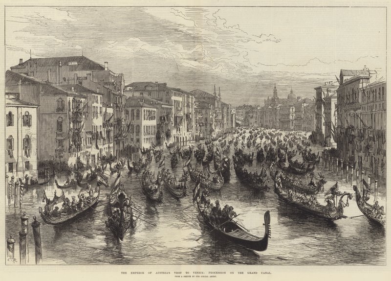 O imperador da visita da Áustria a Veneza, procissão no Grande Canal de Sir John Charles Robinson