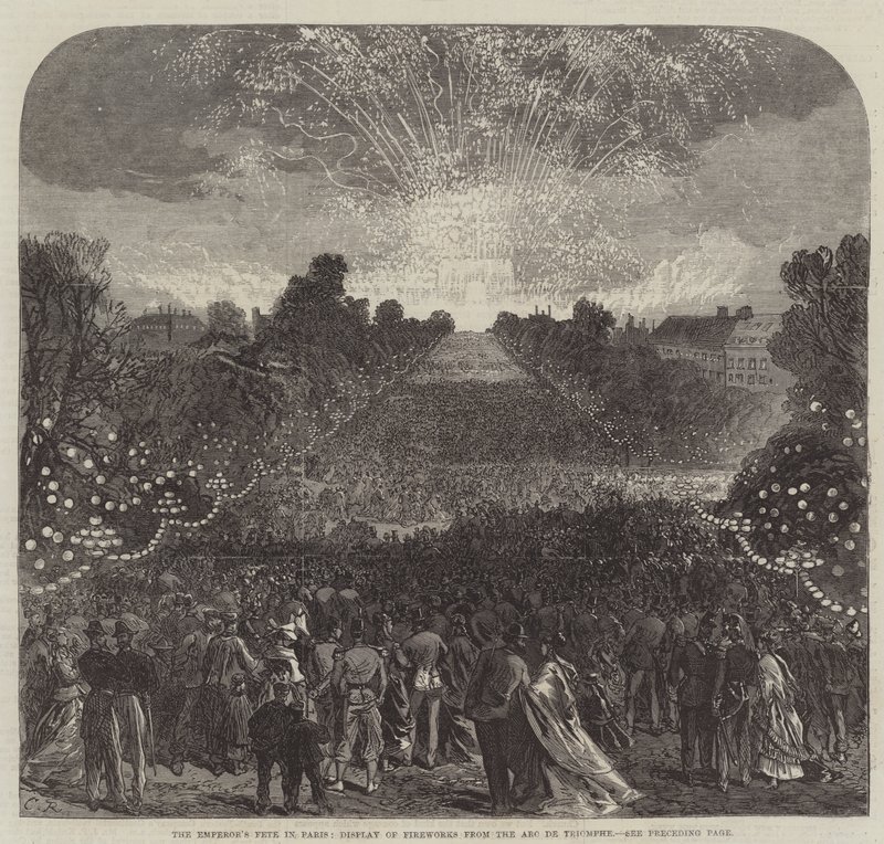 A festa do imperador em Paris, exibição de fogos de artifício do Arco do Triunfo de Sir John Charles Robinson