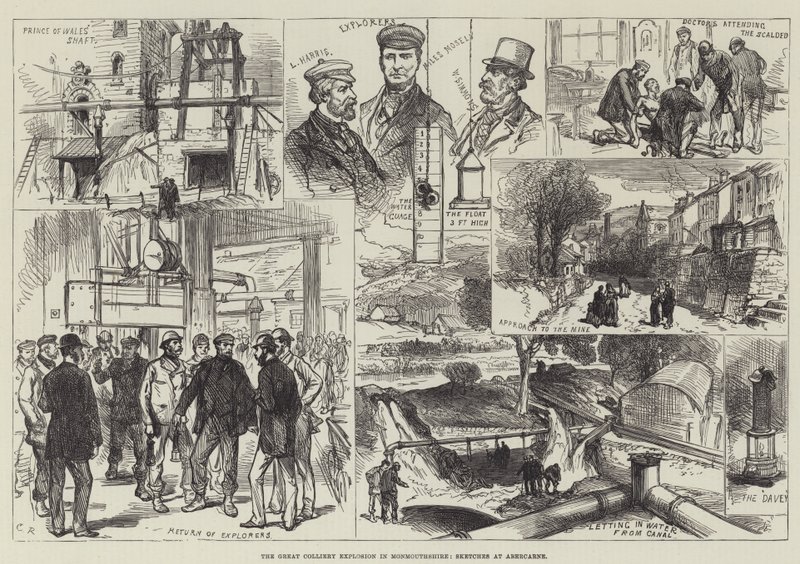 A Grande Explosão de Mina de Carvão em Monmouthshire, Sketches at Abercarne de Sir John Charles Robinson