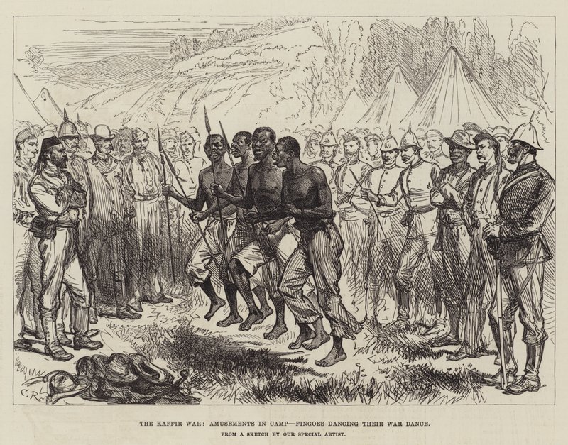 A Guerra Kaffir, Divertimentos no Acampamento, Fingoes dançando sua Dança de Guerra de Sir John Charles Robinson