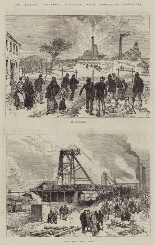 O Leycett Colliery Disaster, perto de Newcastle-under-Lyne de Sir John Charles Robinson