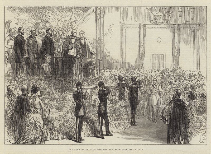 O prefeito declarando o novo Palácio Alexandra aberto de Sir John Charles Robinson