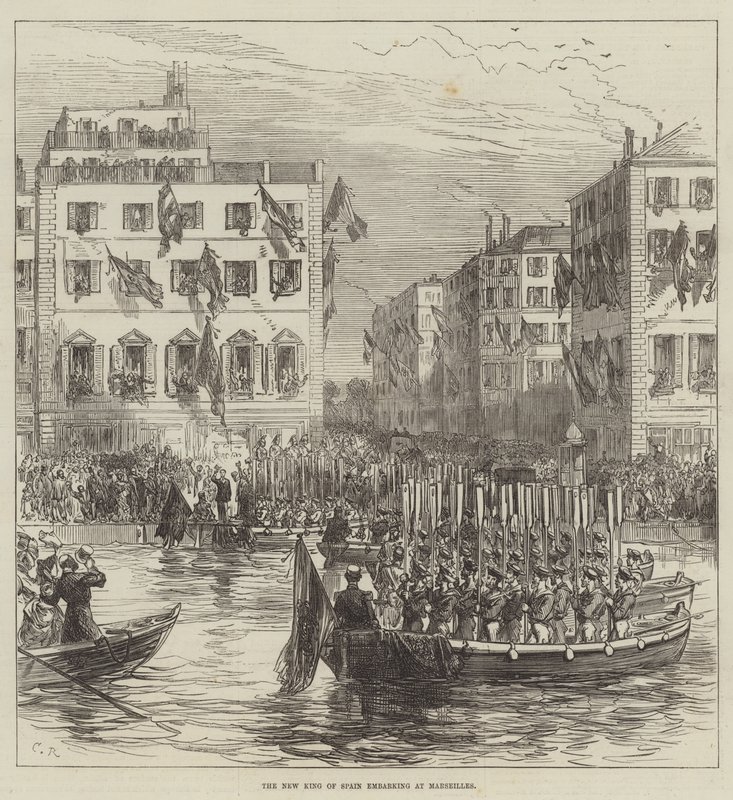 O novo rei da Espanha embarcando em Marselha de Sir John Charles Robinson