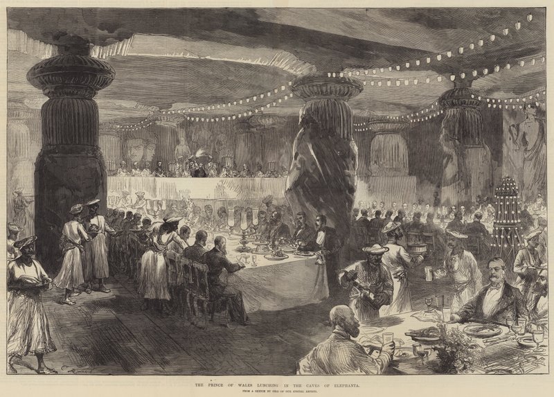 O Príncipe de Gales almoçando nas Cavernas de Elefanta de Sir John Charles Robinson