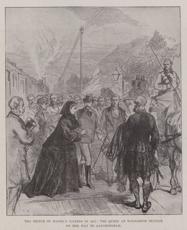 Doença do Príncipe de Gales em 1871, a Rainha na Estação de Wolverton em seu caminho para Sandringham de Sir John Charles Robinson
