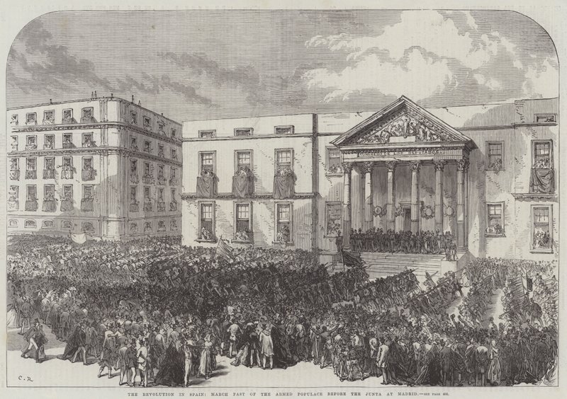 A Revolução na Espanha, Março Passado do Populace Armado antes da Junta em Madri de Sir John Charles Robinson