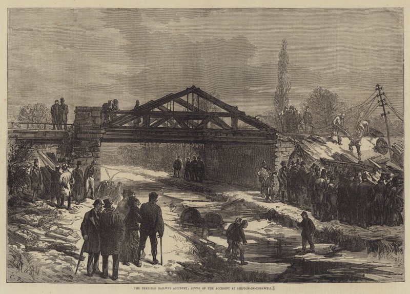 O terrível acidente ferroviário, cena do acidente em Shipton-on-Cherwell de Sir John Charles Robinson