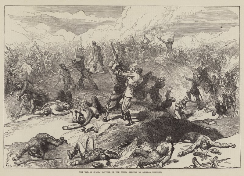 A guerra na Espanha, captura do reduto Oteiza pelo General Moriones de Sir John Charles Robinson