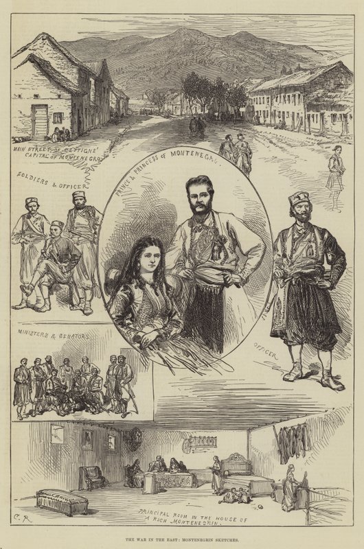A guerra no leste, esboços montenegrinos de Sir John Charles Robinson