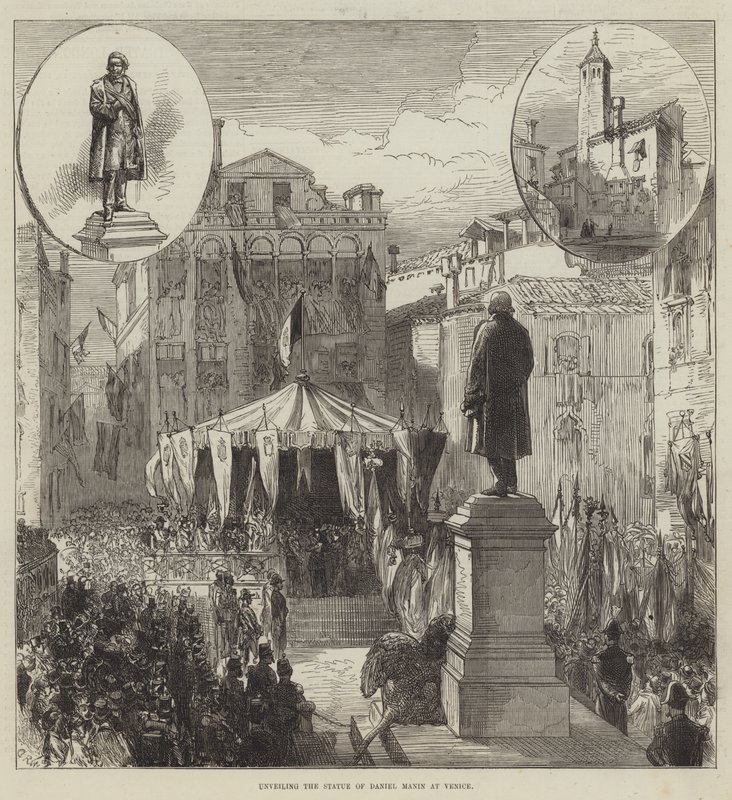 Desvelando a estátua de Daniel Manin em Veneza de Sir John Charles Robinson