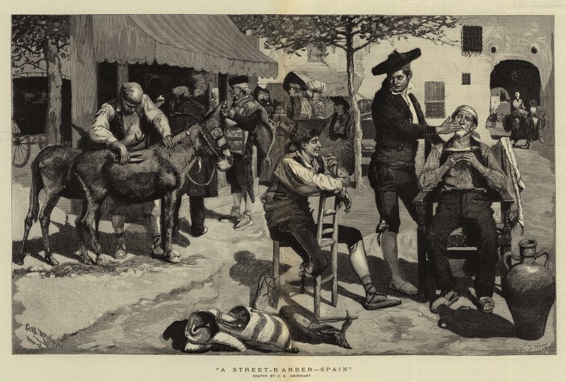 Um barbeiro de rua, Espanha de Charles Stanley Reinhart